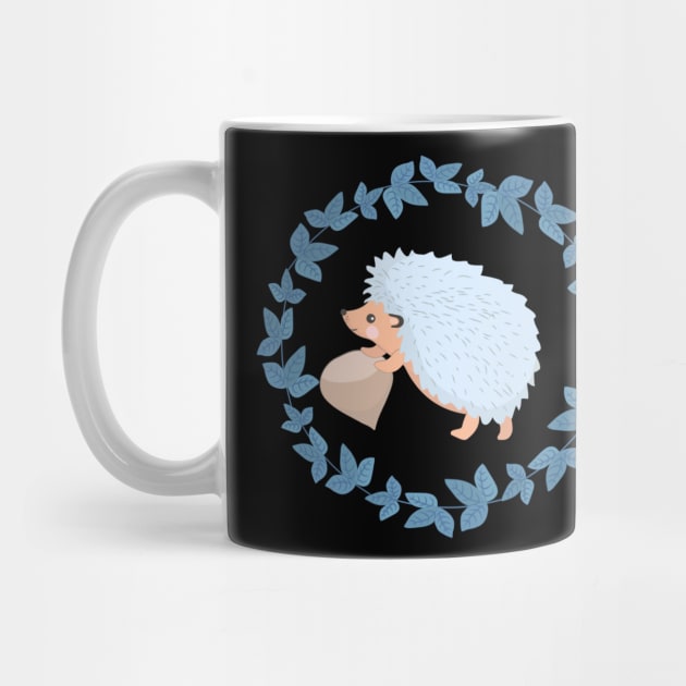 Hedgehog hazelnut blue leaves gift tendrils animal by Littlelimehead